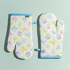 Harman Gourmet 'Flower Tile' Cotton Oven Mitt - Set of 2
