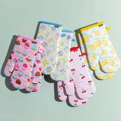 Harman Gourmet 'Lemon Tile' Cotton Oven Mitt - Set of 2 (Yellow)
