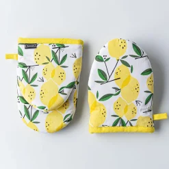 Harman Gourmet 'Lemon Tree' Cotton Mini Oven Mitt - Set/2 (Yellow)