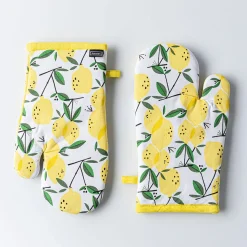 Harman Gourmet 'Lemon Tree' Cotton Oven Mitt - Set of 2