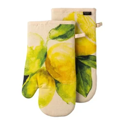 Harman Gourmet 'Market Lemon' Cotton Oven Mitt - Set of 2 (Natural)