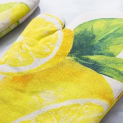 Harman Gourmet 'Market Lemon' Cotton Oven Mitt - Set of 2 (Natural)