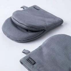 Harman Gourmet 'Solid' Cotton Mini Oven Mitt Set/2 (Grey)