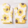 Harman Gourmet 'Sunflower' Cotton Oven Mitt - Set of 2 (Yellow)