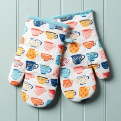 Harman Gourmet 'Tea Cups' Cotton Oven Mitt - Set of 2