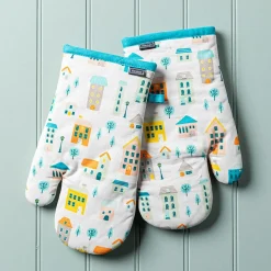 Harman Gourmet 'Uptown Houses' Cotton Oven Mitt - Set of 2