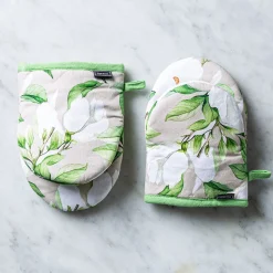 Harman Gourmet 'White Blossom' Cotton Mini Oven Mitt Set/2 (White)