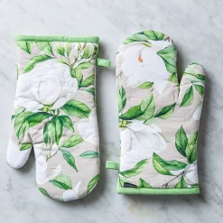 Harman Gourmet 'White Blossom' Cotton Oven Mitt - S/2 (White)