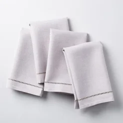 Harman Hemstitch Polyester Napkin - Set of 4 (Light Grey)