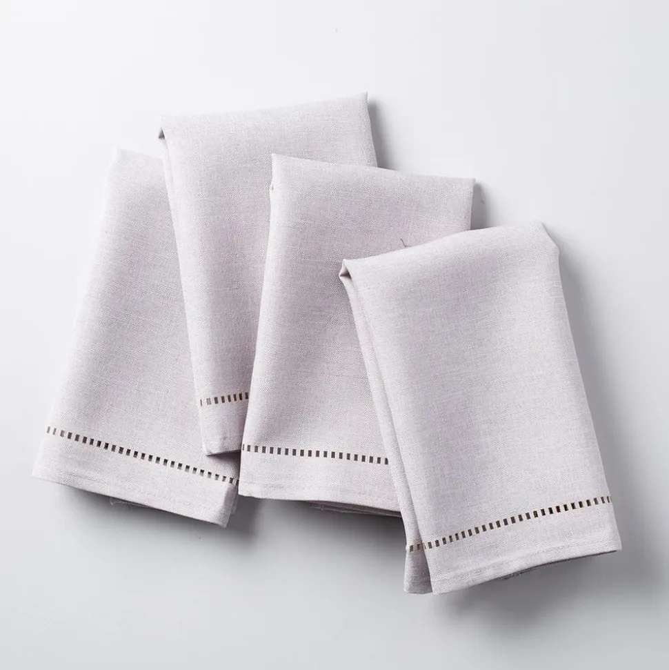 Harman Hemstitch Polyester Napkin - Set of 4 (Light Grey)