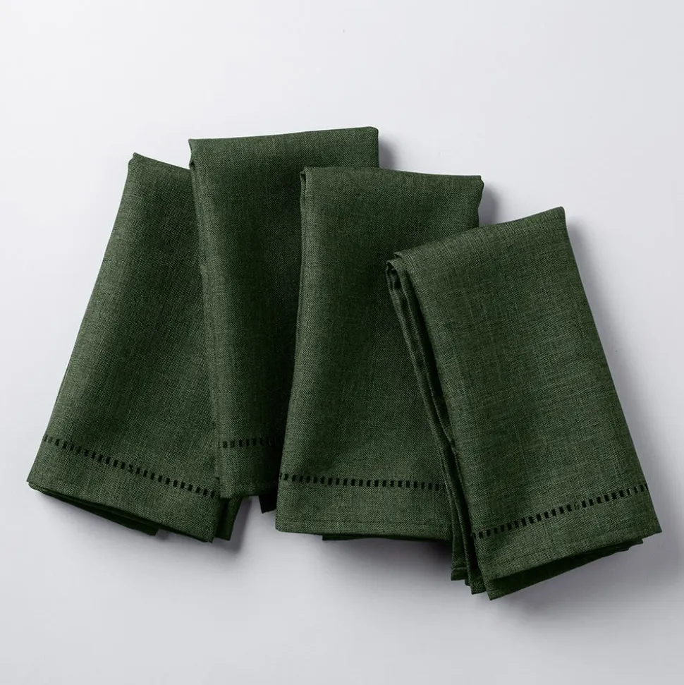 Harman Hemstitch Polyester Napkin - Set of 4 (Forest Green)