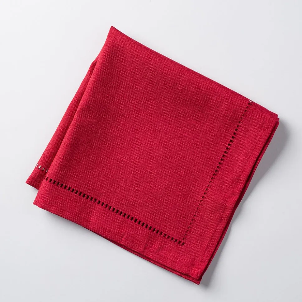 Harman Hemstitch Polyester Napkin - Set of 4 (Red)