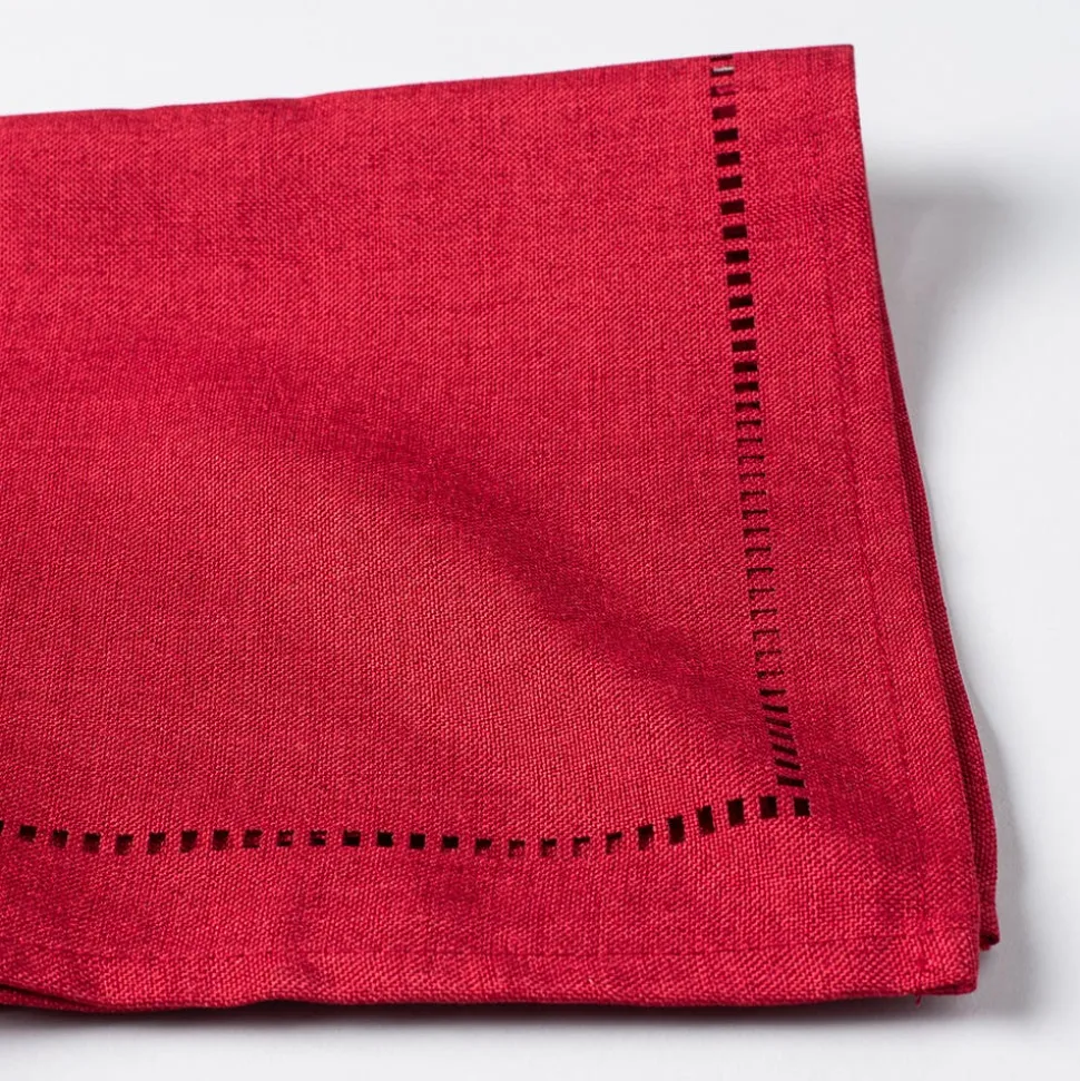 Harman Hemstitch Polyester Napkin - Set of 4 (Red)