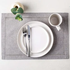Harman Hemstitch Polyester Placemat (Dark Grey)