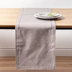 Harman Hemstitch Polyester Runner (Dark Grey)