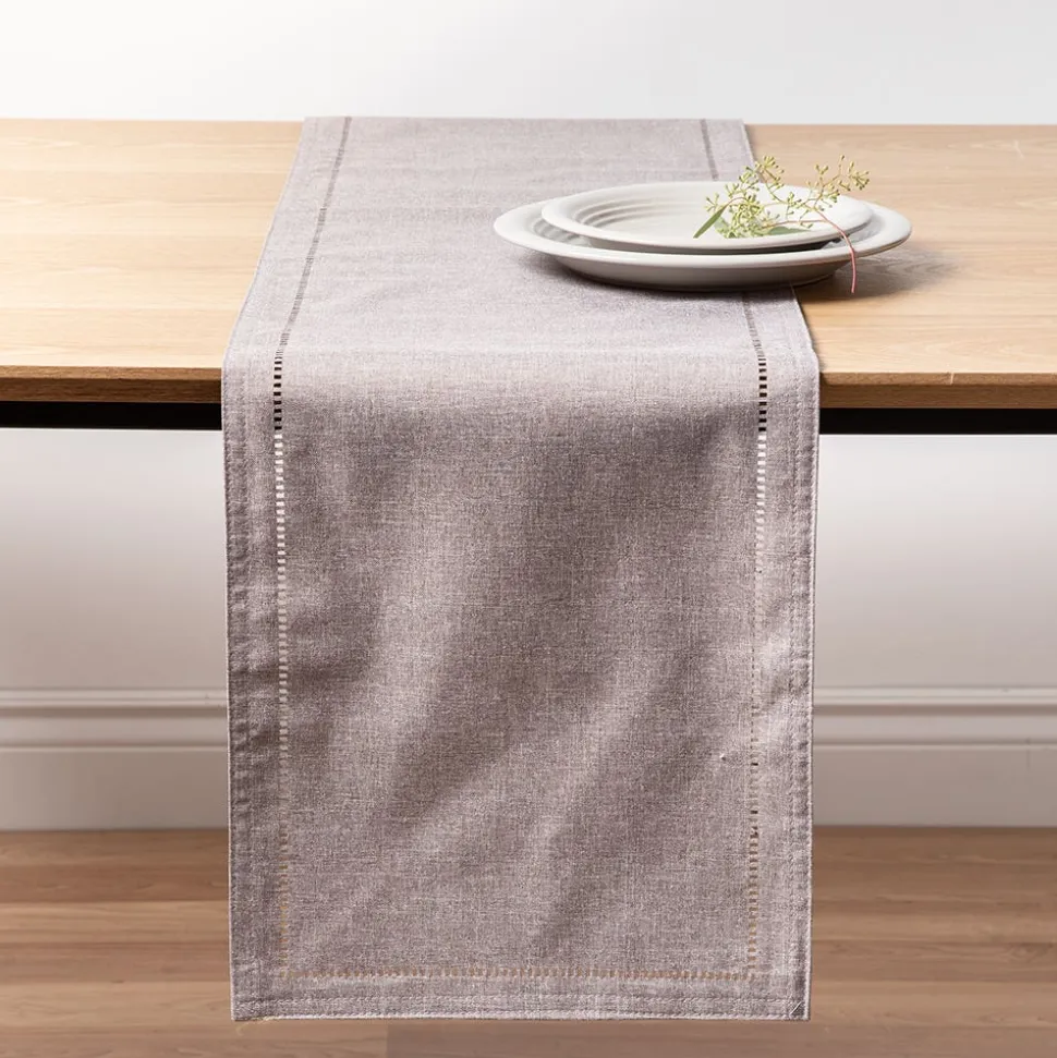 Harman Hemstitch Polyester Runner (Dark Grey)