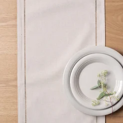 Harman Hemstitch Polyester Runner (Linen)