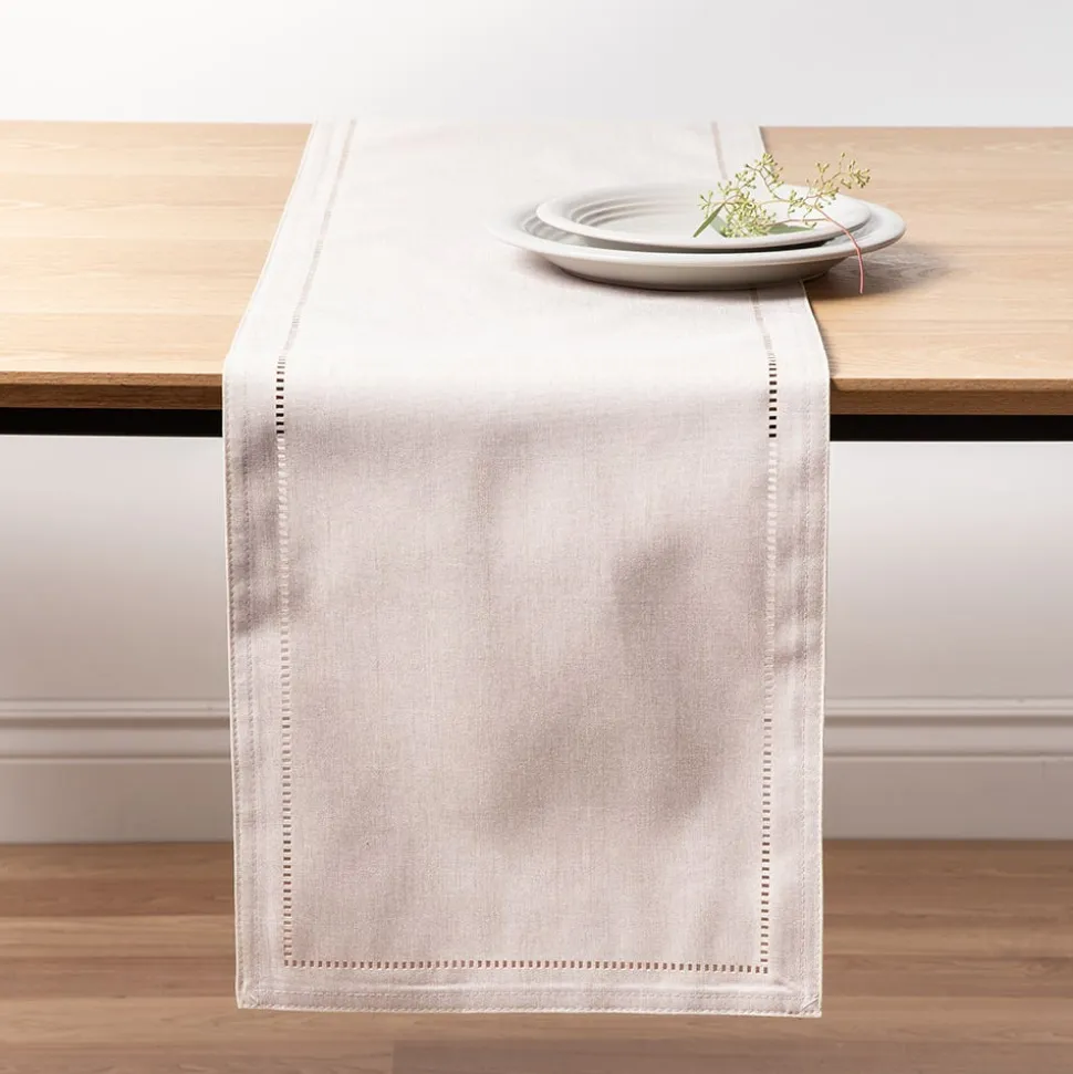 Harman Hemstitch Polyester Runner (Linen)