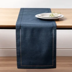 Harman Hemstitch Polyester Runner (Navy)