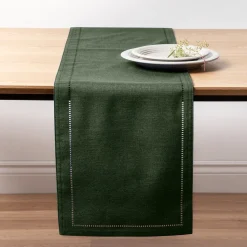 Harman Hemstitch Polyester Runner (Forest Green)