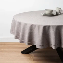 Harman Hemstitch Polyester Tablecloth 70" Round (Dark Grey)