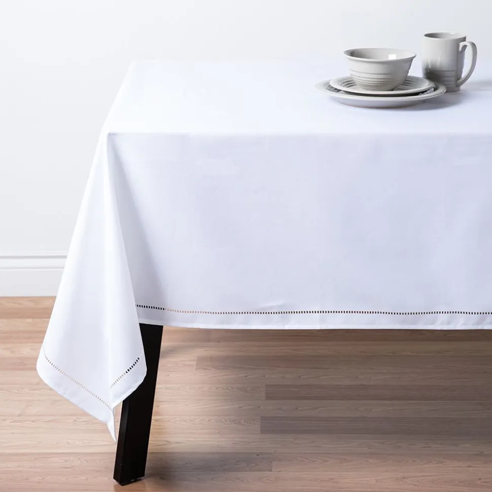 Harman Hemstitch Polyester Tablecloth 60"x90" (White)