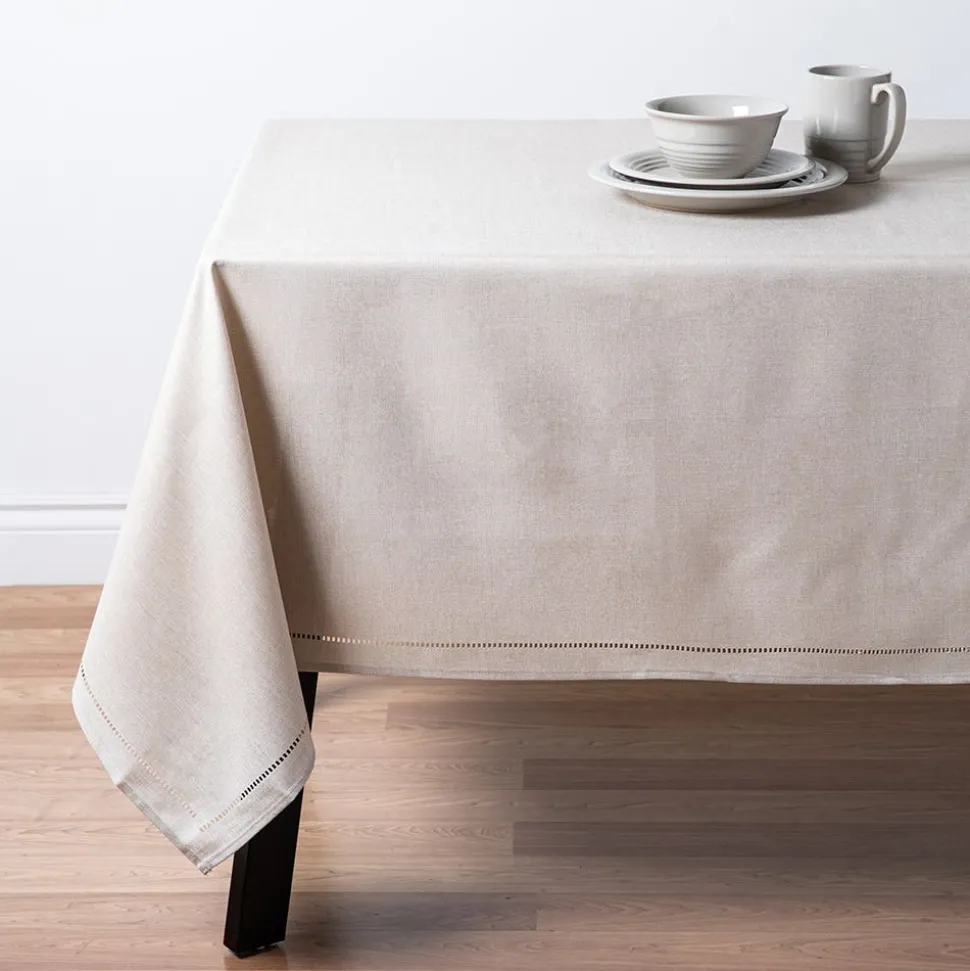 Harman Hemstitch Polyester Tablecloth 60"x90" (Linen)