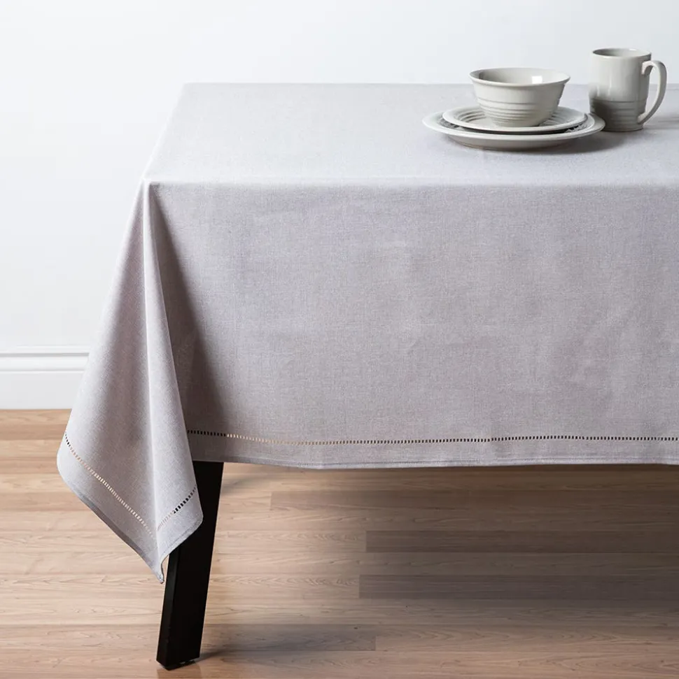 Harman Hemstitch Polyester Tablecloth 60"x120" (Light Grey)
