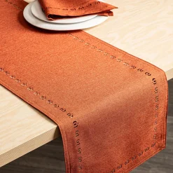 Harman Hemstitch Pumpkin Polyester Runner (14x96