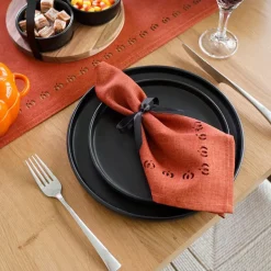 Harman Hemstitch Pumpkin Polyester Napkin - Set of 4