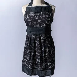 Harman Honey 'Paris Passport' Cotton Apron (Black)