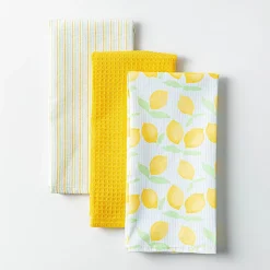 Harman 'Lemon Stripe' Cotton Kitchen Towel - Set of 3