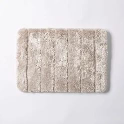 Harman Luxe Ribbed Memory Foam 17" x 24" Bathmat (Taupe)