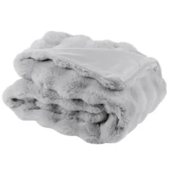 Harman Luxe Sculpted Fur Throw (Grey)