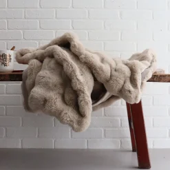 Harman Luxe Sculpted Fur Throw (Taupe)