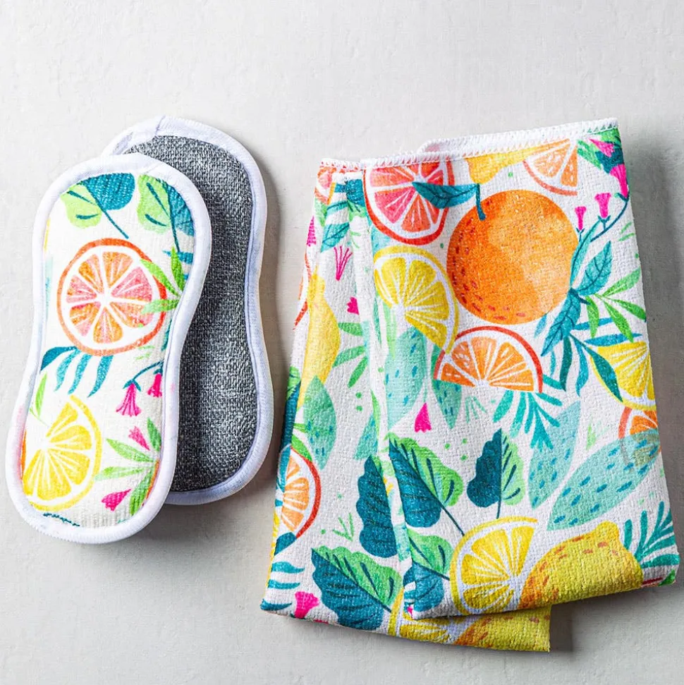 Harman Microfiber 'Citrus' Sponge & Cloth - Set of 4