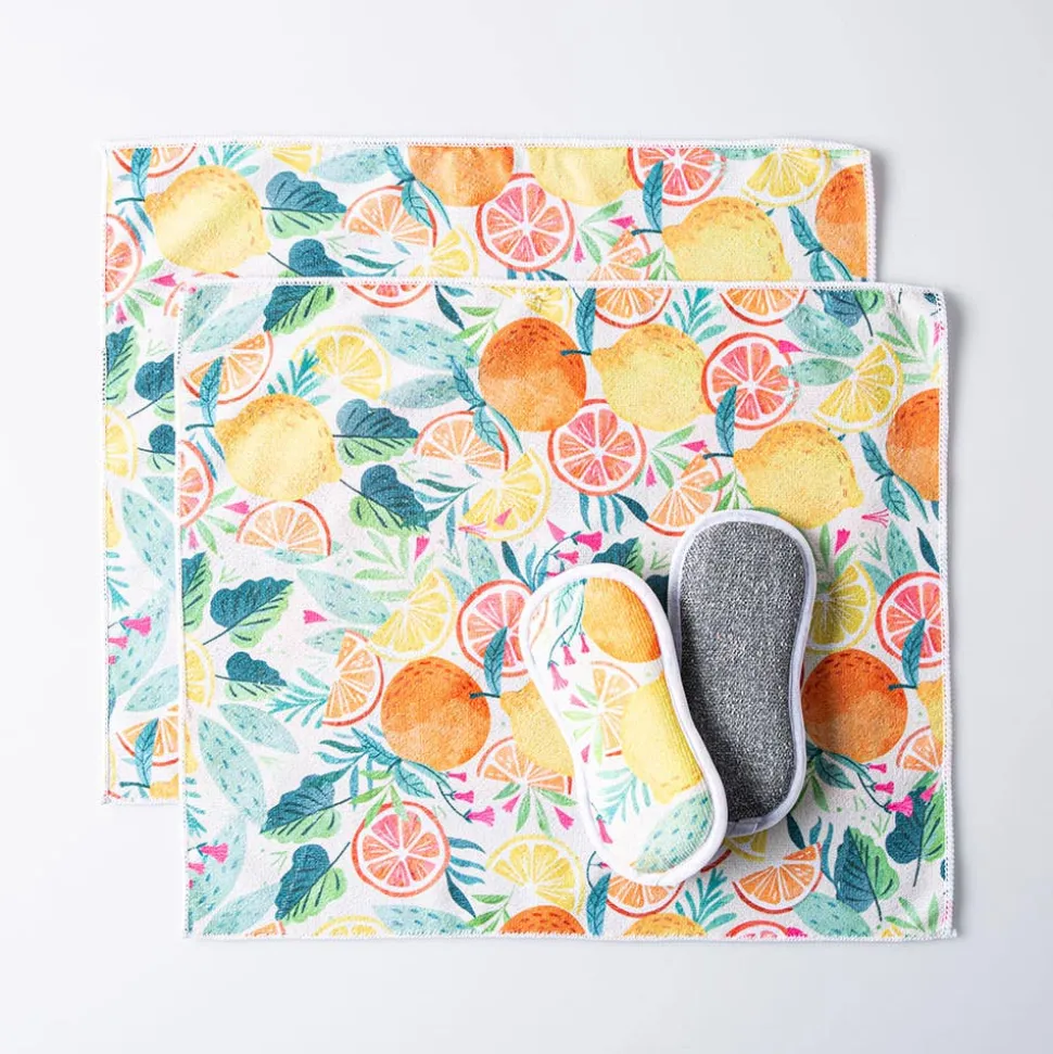Harman Microfiber 'Citrus' Sponge & Cloth - Set of 4