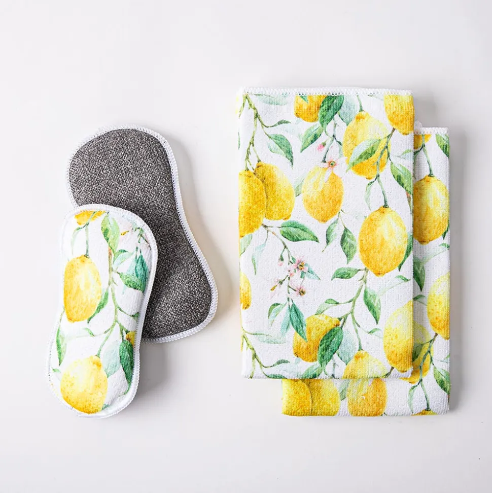 Harman Microfiber 'Fresh Lemon' Sponge & Cloth Cleaning Set/4