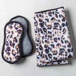Harman Microfiber 'Leopard' Sponge & Cloth - Set of 4