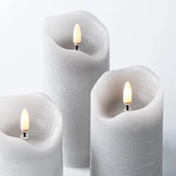 Harman One Touch LED Pillar Candle - Set of 3 (Grey)