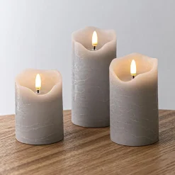 Harman One Touch LED Pillar Candle - Set of 3 (Grey)