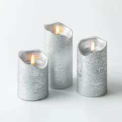 Harman One Touch LED Pillar Candle - Set of 3 (Silver)