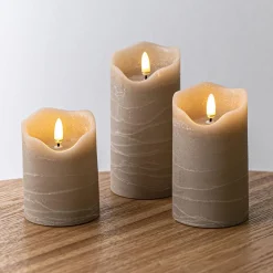 Harman One Touch LED Pillar Candle - Set of 3 (Tan)