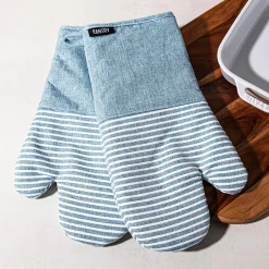 Harman Pantry Chambray Cotton Oven Mitt - Set of 2 (Blue)