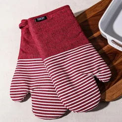 Harman Pantry Chambray Cotton Oven Mitt - Set of 2 (Red)
