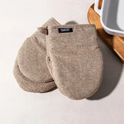 Harman Pantry Chambray Cotton Mini Oven Mitt - Set of 2 (Tan)