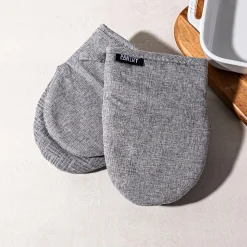 Harman Pantry Chambray Cotton Mini Oven Mitt - Set of 2 (Grey)