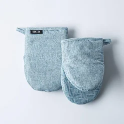 Harman Pantry Chambray Cotton Mini Oven Mitt - Set of 2 (Blue)