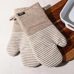 Harman Pantry Chambray Cotton Oven Mitt - Set of 2 (Tan)