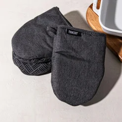 Harman Pantry Chambray Cotton Mini Oven Mitt - Set of 2 (Charcoal)